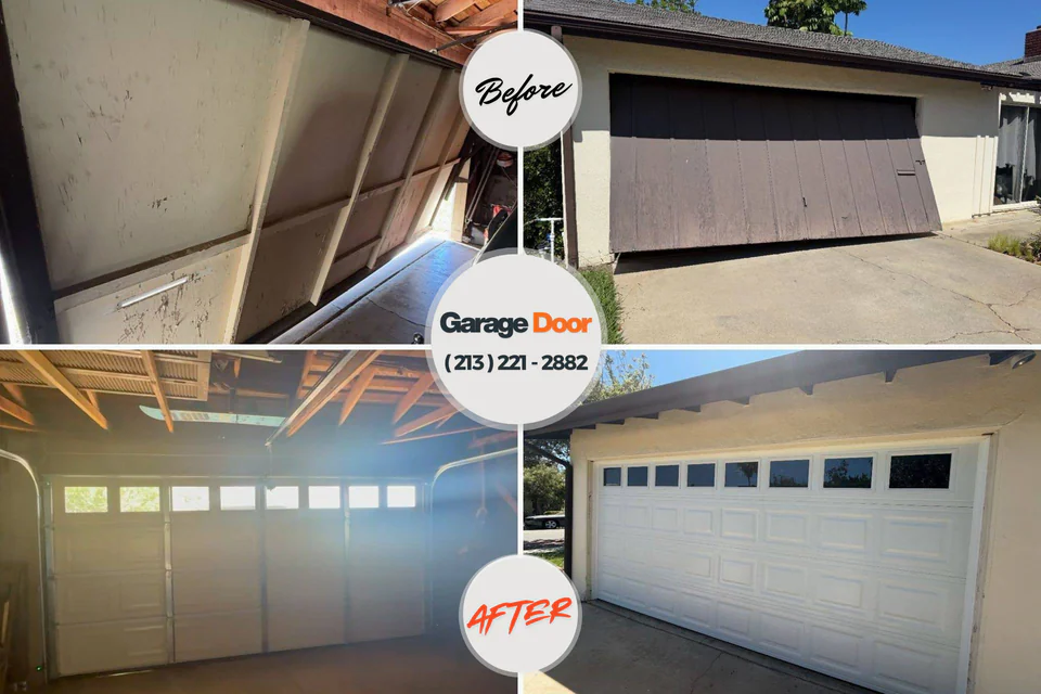 Before and after: garage door repair Menomonie, WI